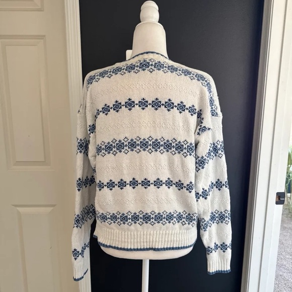 Vintage Liz Wear 100% Cotton Blue/White Sweater size Medium - Picture 4 of 12